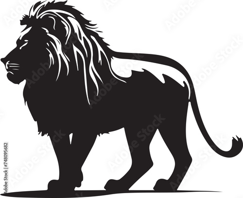 Silhouette of African lion vector illustration Set
