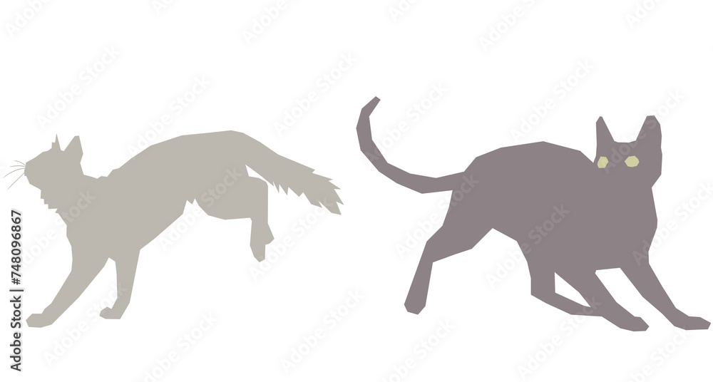 2 hüpfende Katzen – PNG, 10191px x 5462px, 300 DPI, transparenter Hintergrund
