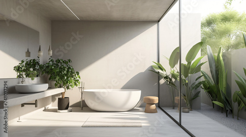 Modern Scandinavian minimalist bathroom 