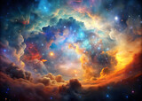 colorful space galaxy cloud nebula stary night