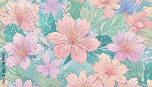 delicate multicolored floral ornament for paper wallpaper or background