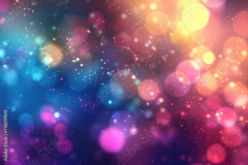 Sparkle abstract background with bokeh effect in yellow, pink and blue