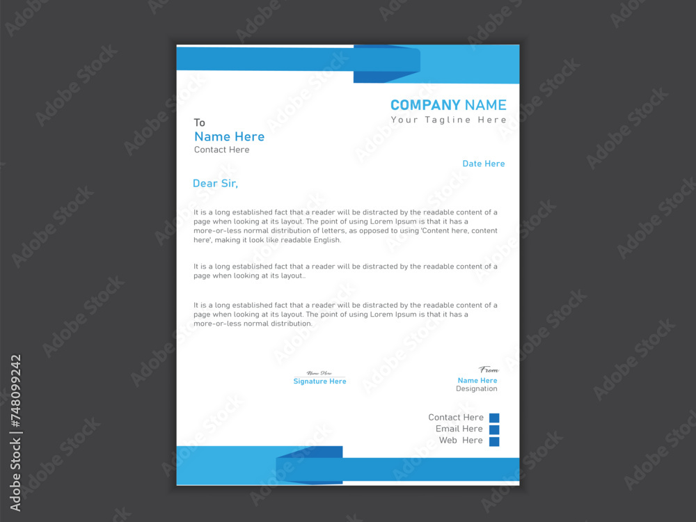 Minimalist professional vector latterhead design template. Minimalist professional vector latterhead design template.