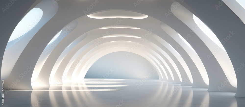 A white tunnel illuminated by a bright light at the far end, creating a striking visual effect. The light draws the viewers eye through the tunnel towards the unknown beyond. A white tunnel illuminated by a bright light at the far end, creating a striking visual effect. The light draws the viewers eye through the tunnel towards the unknown beyond.