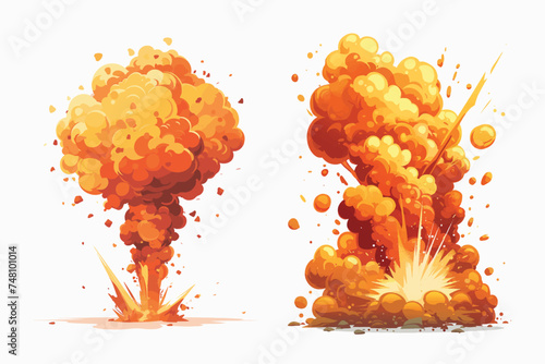 Cartoon explosion on white isolated background