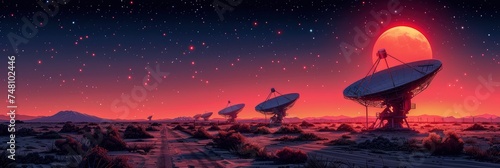 Vla Antenna Dish Sunset, Background Banner HD