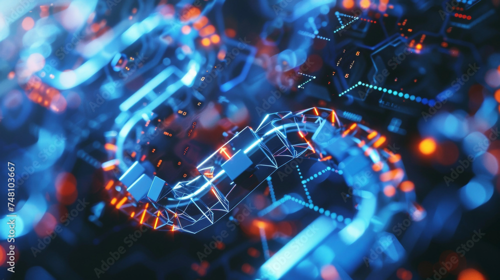 Extreme closeup of a blockchain encryption key being used to protect sensitive medical research data from unauthorized access. Extreme closeup of a blockchain encryption key being used to protect sensitive medical research data from unauthorized access.