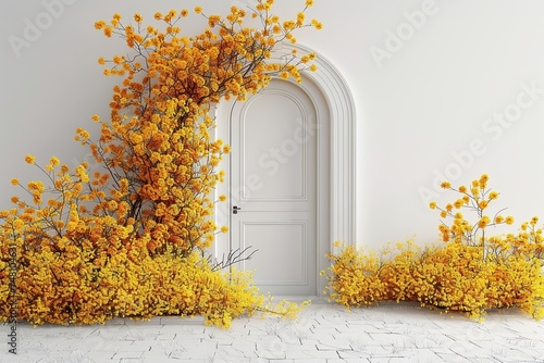 white doors and mimosa photo
