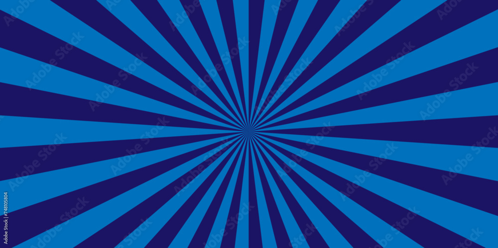 Fototapeta premium Modern light vector blue sunburst with rays vintage stripes wallpaper.