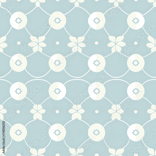 White circles and decorations on a pale blue background  repeating pattern