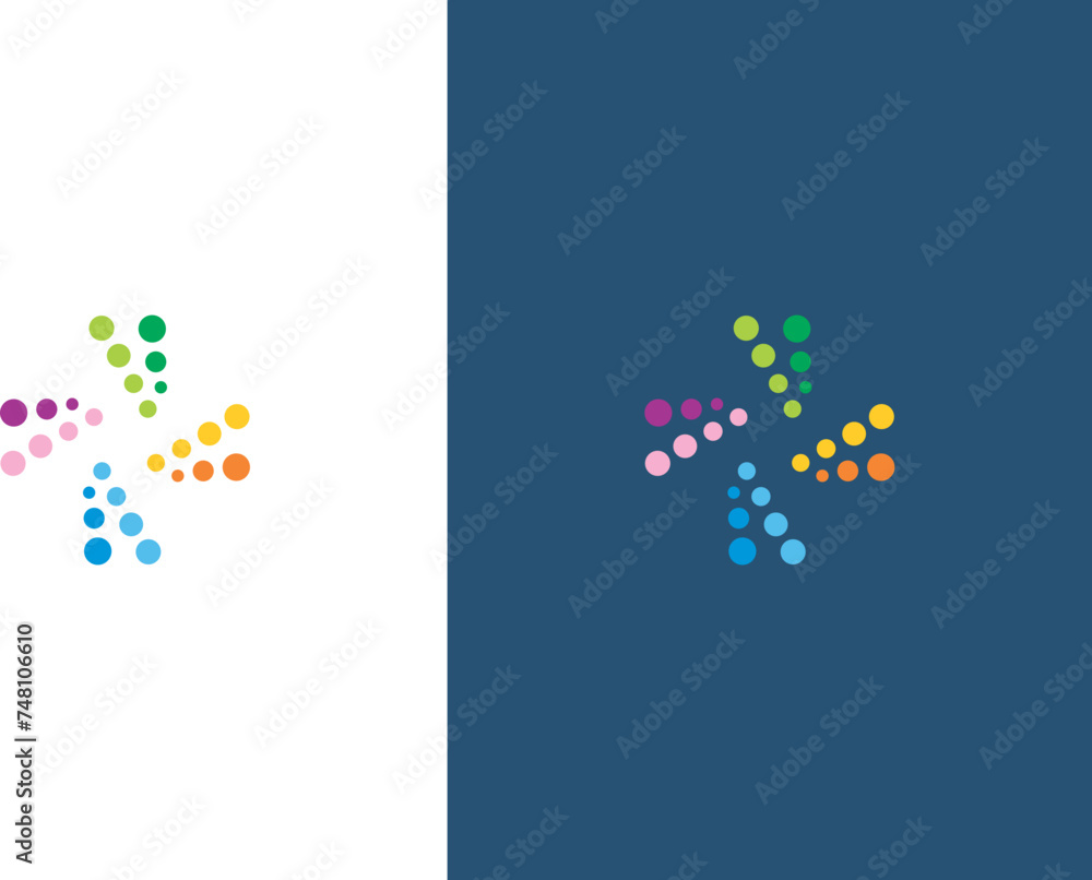  circle spin dot technology logo colorful background with butterflies
