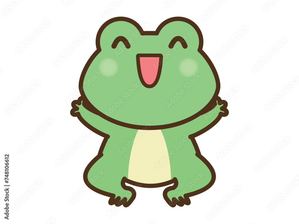 Obraz premium 飛び上がるカエルのイラスト(線あり)