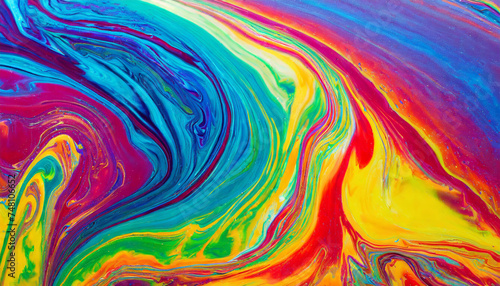 Abstract bright multi colored painting background. Art with liquid fluid grunge texture. Acrylic painted waves.