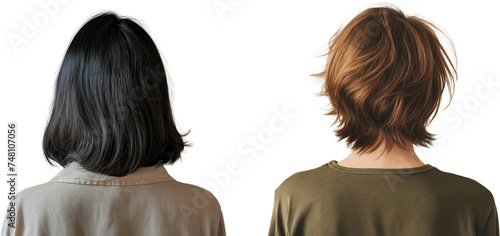 View of two girls from back, short hair girl photo from back side