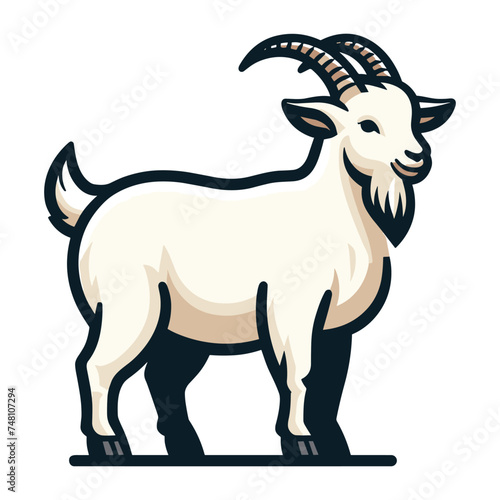 Goat full body vector illustration, farm pet, animal livestock, for butchery meat shop and dairy milk product, design template isolated on white background
