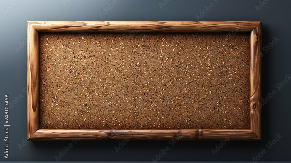 Fototapeta premium Realistic 3D cork board with wooden frame, isolated and empty on a transparent background, perfect for school or office use.