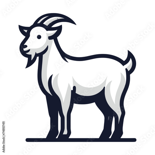Goat full body vector illustration, farm pet, animal livestock, for butchery meat shop and dairy milk product, design template isolated on white background