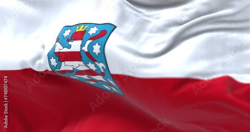 Close-up of Thuringia flag waving in the wind photo