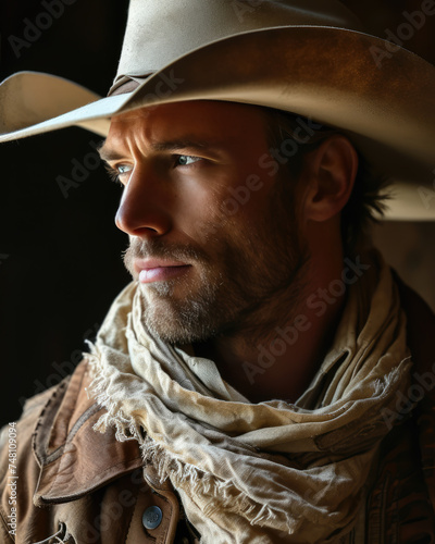 portrait of a cowboy in a soft natural lighting