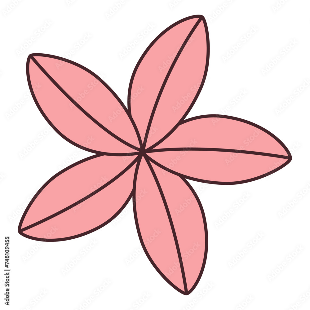 Pink flower. Doodle style isolated on white background. Spring summer seasons design element. Perfect For Poster Invitation Tshirt Print or Greeting Card. Trendy flat vector illustration 