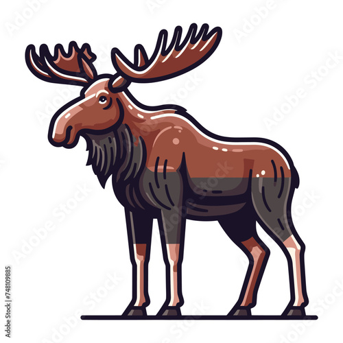 Moose buck elk full body vector illustration, zoology illustration, wild animal moose design template isolated on white background