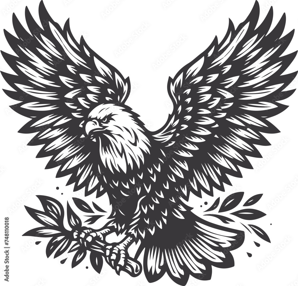 A Black And White Eagle Vector