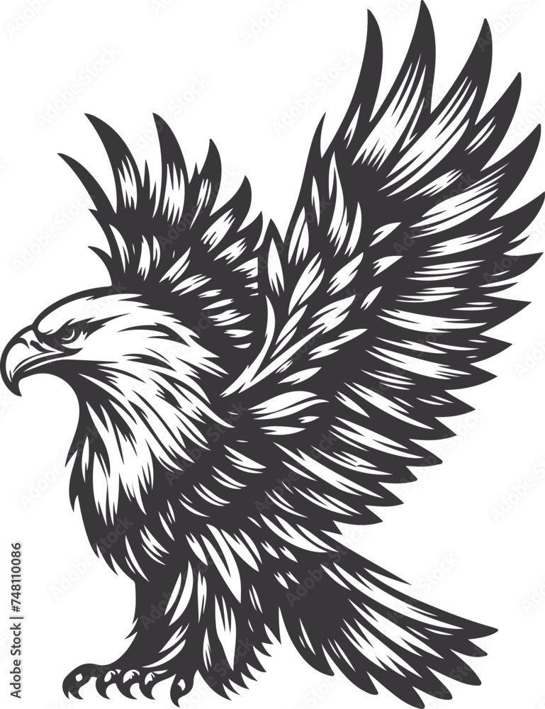 A Black And White Eagle Vector A Black And White Eagle Vector