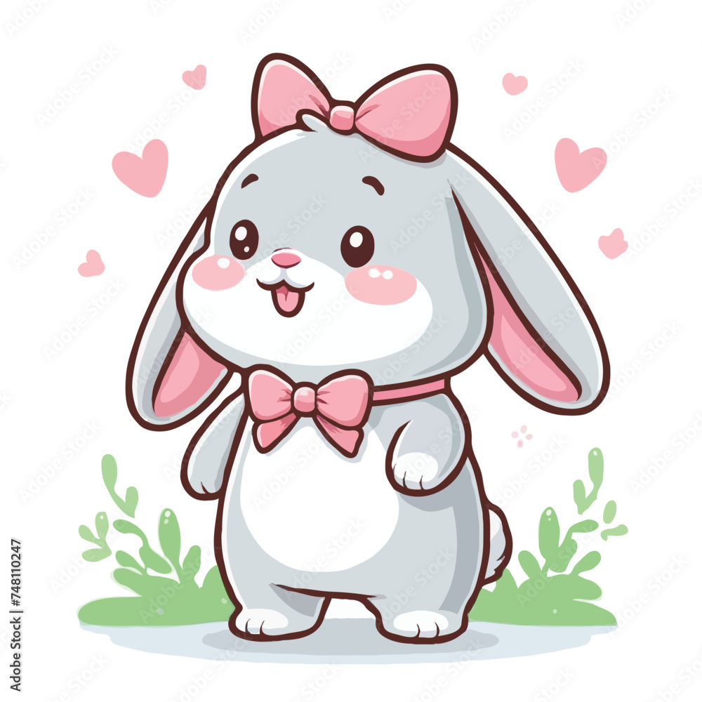 Obraz premium Cute rabbit vector on white background.