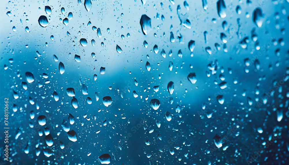 Abstract background with rain drops on window glass.