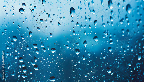 Abstract background with rain drops on window glass.