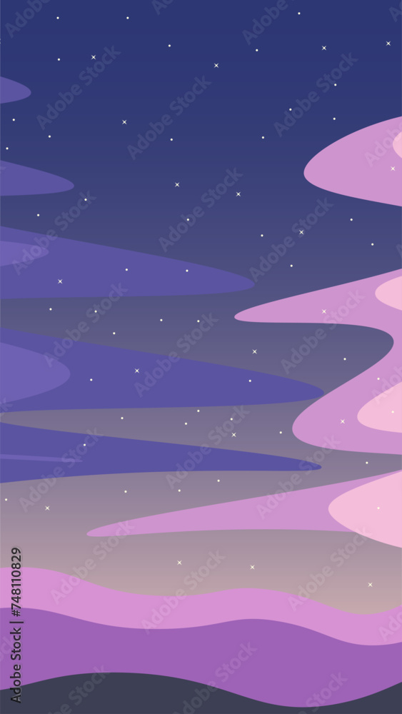 Abstract Phone Wallpaper Instagram Stories Landscape Background Sky Stars Field Vector Design