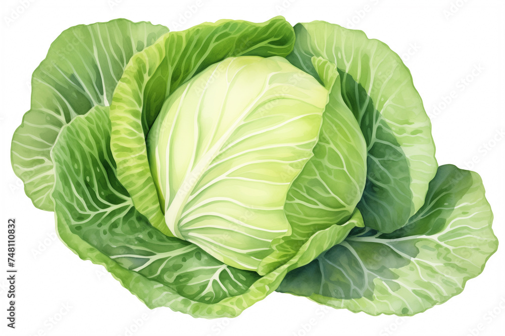 Cabbage isolated on white, watercolor Cabbage isolated on white, watercolor