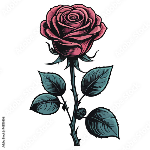 vector of rose in vintage style