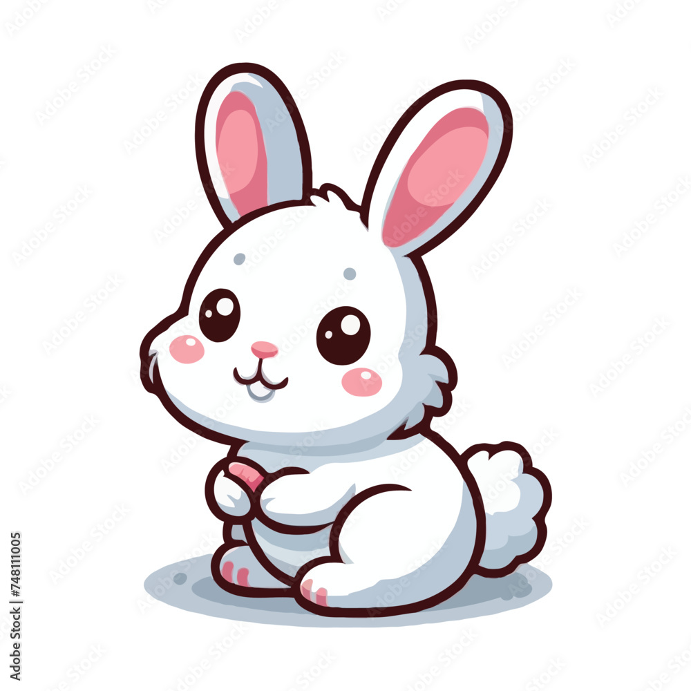 Obraz premium Cute rabbit vector on white background.