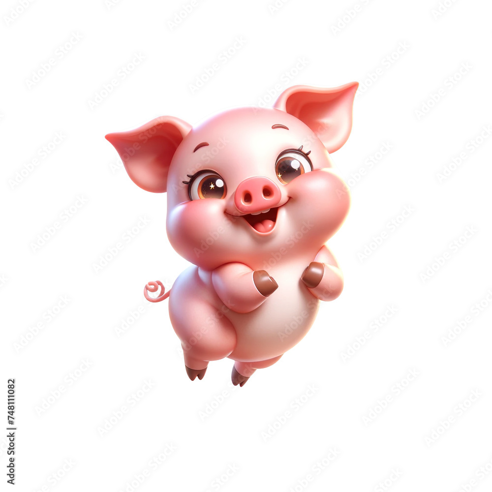 Cheerful Cartoon Piglet Dancing Illustration Cheerful Cartoon Piglet Dancing Illustration