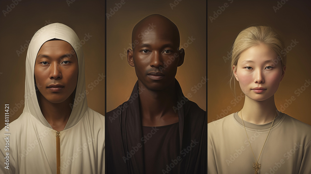 Portraits of white people, black people, Asian people, religions: Buddhism, Christianity, Islam. diverse attractive man and woman business team Portraits of white people, black people, Asian people, religions: Buddhism, Christianity, Islam. diverse attractive man and woman business team