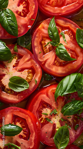 Fresh Tomato and Basil Salad Close-Up