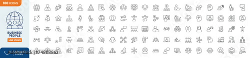Business People Line Editable Icons set. Editable stroke. Vector illustration	