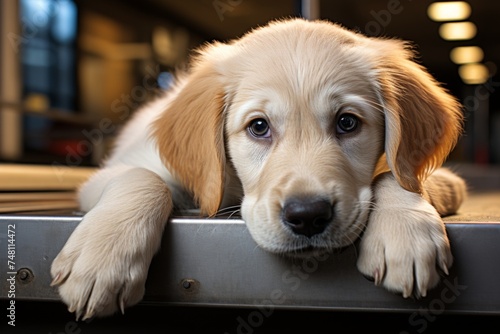 the process of treating a dog in a veterinary clinic. The veterinarian gives an injection to the dog for a speedy recovery