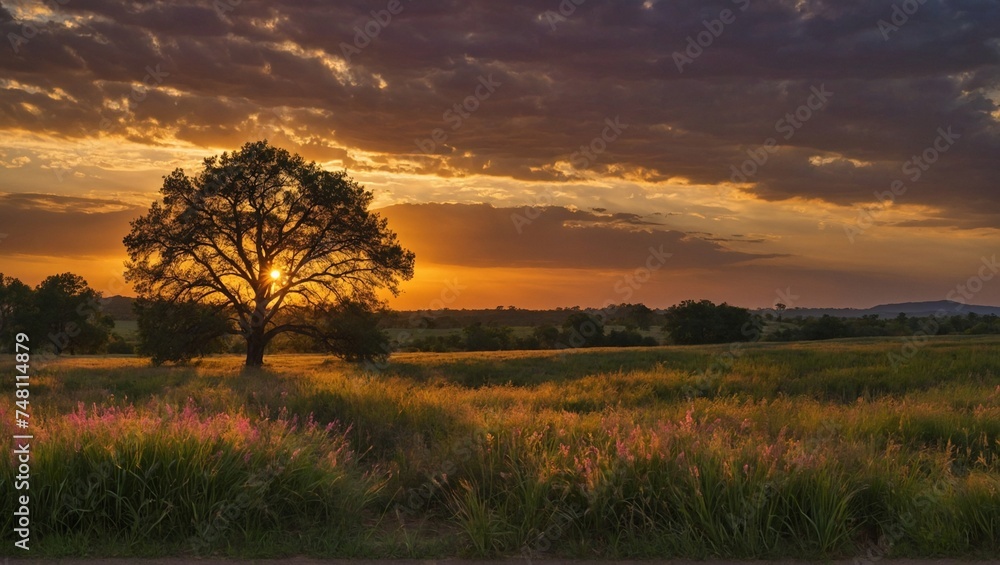 sunset in the field