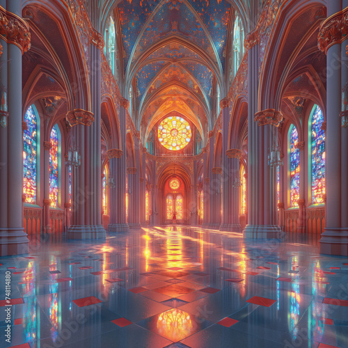 panoramic of gothic cathedral