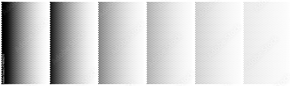 6 TRAMES VECTORIELLES VERTICALES. Dégradés demi-teintes avec points parfaitement ronds