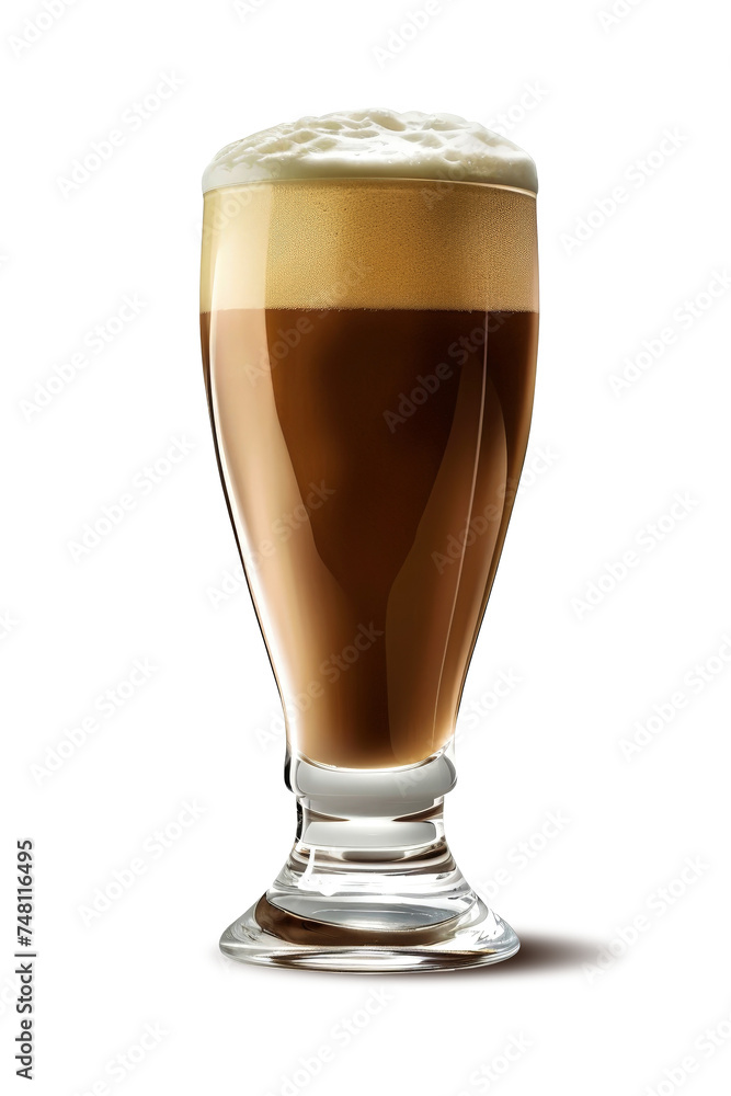 Glass filled with Irish car bomb cocktail sitting on top of a table, isolated on white background. Isolated. Alcoholic cocktail. Glass filled with Irish car bomb cocktail sitting on top of a table, isolated on white background. Isolated. Alcoholic cocktail.