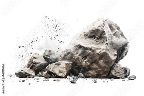 Fototapeta Naklejka Na Ścianę i Meble -  Rock stone white background fall black falling space isolated 