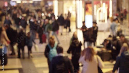 crowd of people blurred walking in the city video
