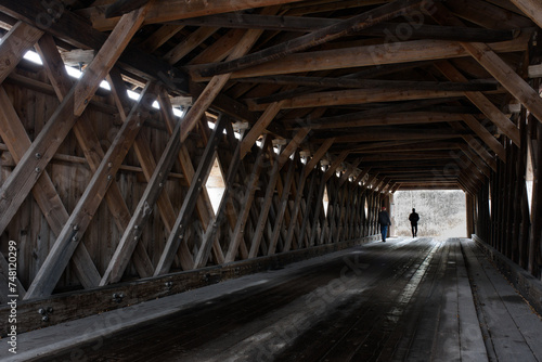 Inside an old covered bridge