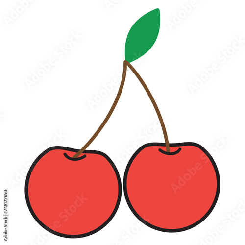 Colored cherry fruit icon Vector
