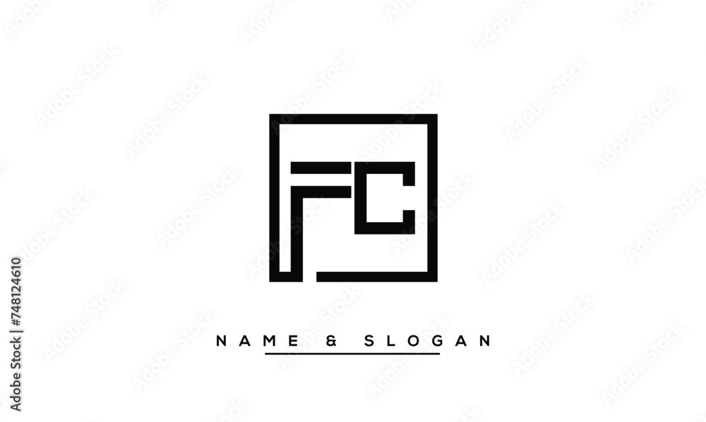 FC, CF, F, C Abstract Letters Logo Monogram FC, CF, F, C Abstract Letters Logo Monogram