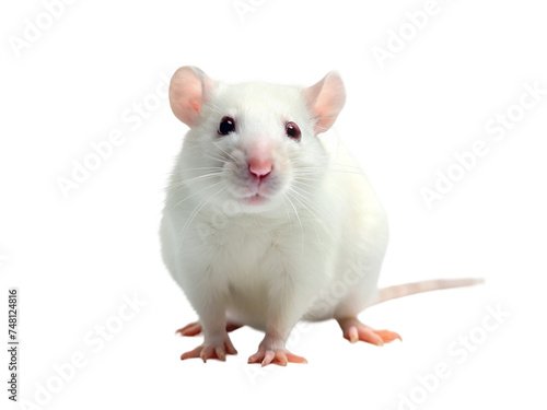 White domestic rat isolated on transparent background.