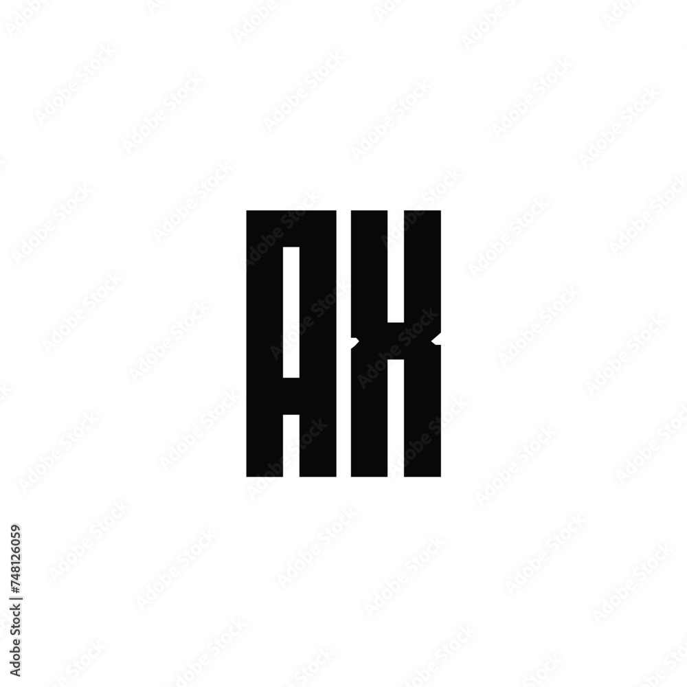Minimalist Letter AX Logo Design , Editable in Vector Format in Black. initial Ax vector logo design